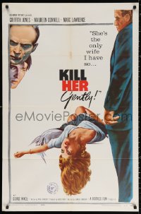 2j499 KILL HER GENTLY 1sh 1958 English noir, artwork of victim, the suspense is killing!