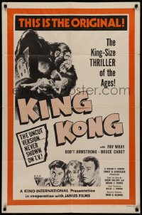 2j502 KING KONG 1sh R1977 ape carrying Fay Wray on Empire State Building, top cast, the original!