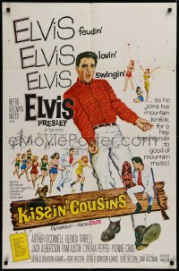 2j512 KISSIN' COUSINS 1sh 1964 cool art of hillbilly Elvis Presley, feudin', lovin', swingin'!
