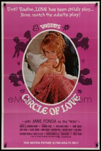 2j515 LA RONDE 1sh 1965 best image of naked Jane Fonda in bed, directed by Roger Vadim!