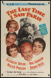 2j523 LAST TIME I SAW PARIS 1sh 1954 Elizabeth Taylor, Van Johnson, Walter Pidgeon, Donna Reed!