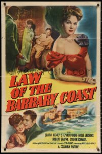 2j529 LAW OF THE BARBARY COAST 1sh 1949 sexy Gloria Henry, Stephen Dunne, casino gambling!