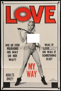 2j556 LOVE MY WAY 1sh 1966 sexy topless woman with whip, was it love or was it something else?