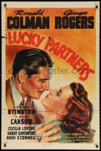 2j560 LUCKY PARTNERS 1sh 1940 Ronald Colman & Ginger Rogers are unmarried but win lottery!