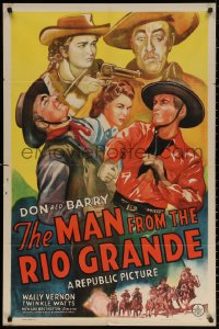 2j576 MAN FROM THE RIO GRANDE 1sh 1943 western cowboy Don Red Barry, Wally Vernon, Twinkle Watts!