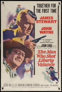 2j577 MAN WHO SHOT LIBERTY VALANCE 1sh 1962 John Wayne & James Stewart 1st time together!