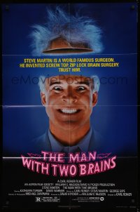 2j578 MAN WITH TWO BRAINS 1sh 1983 wacky world famous surgeon Steve Martin performs brain surgery!