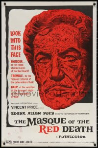 2j585 MASQUE OF THE RED DEATH 1sh 1964 cool montage horror art of Vincent Price by Reynold Brown!