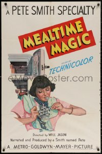 2j587 MEALTIME MAGIC 1sh 1951 Pete Smith short, cool art of woman fixing a grinder, ultra-rare!