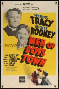 2j593 MEN OF BOYS TOWN style D 1sh 1941 Spencer Tracy as Father Flanagan, Mickey Rooney