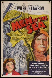 2j595 MEN OF THE SEA 1sh 1944 Noman Walker directed, cool seafaring art!