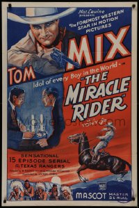 2j605 MIRACLE RIDER 1sh R1946 Tom Mix is the idol of every boy in the world in this serial!