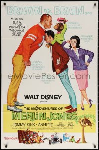 2j607 MISADVENTURES OF MERLIN JONES style B 1sh 1964 Disney, art of Annette Funicello, Kirk & chimp!