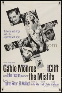 2j608 MISFITS 1sh 1961 sexy Marilyn Monroe, Clark Gable, Montgomery Clift, John Huston directed