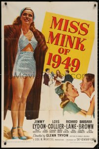 2j609 MISS MINK OF 1949 1sh 1948 Jimmy Lydon & pretty Lois Collier in skimpy bathing suit!