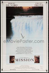 2j610 MISSION 1sh 1986 Robert De Niro, Jeremy Irons, cool waterfall artwork!