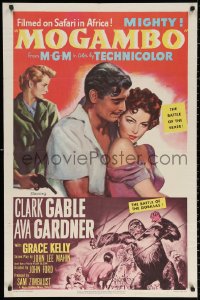 2j614 MOGAMBO 1sh 1953 Clark Gable, Grace Kelly & sexy Ava Gardner in Africa, cool art of gorilla!
