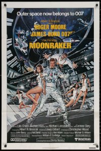2j620 MOONRAKER 1sh 1979 art of Roger Moore as James Bond & sexy ladies by Goozee!