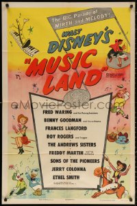 2j632 MUSIC LAND 1sh 1955 Disney, cartoon art of Donald Duck, Rogers, Joe Carioca & more!