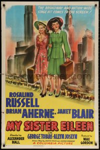 2j639 MY SISTER EILEEN 1sh 1942 Rosalind Russell in stage hit that convulsed Broadway!