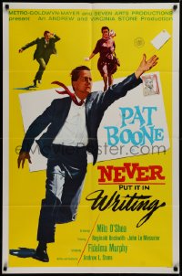 2j652 NEVER PUT IT IN WRITING int'l 1sh 1964 great full-length artwork of Pat Boone!