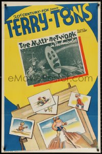 2j671 NUTTY NETWORK 1sh 1939 Paul Terry, best Terry-Toons art + cool inset image, ultra-rare!