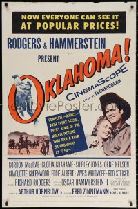2j677 OKLAHOMA 1sh 1956 MacRae, Jones, Rodgers & Hammerstein musical!
