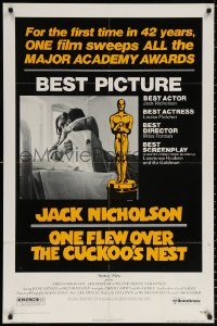 2j682 ONE FLEW OVER THE CUCKOO'S NEST awards 1sh 1975 Nicholson & Sampson, Forman, Best Picture!