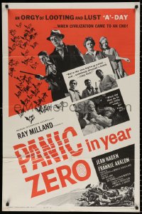 2j692 PANIC IN YEAR ZERO style A 1sh 1962 Ray Milland, Hagen, Frankie Avalon, orgy of looting & lust!