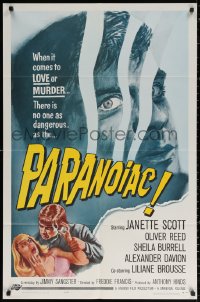 2j695 PARANOIAC 1sh 1963 a harrowing excursion that takes you deep into its twisted mind!