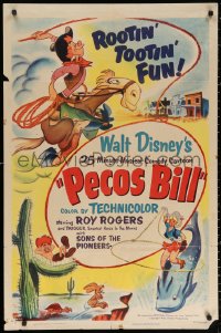 2j699 PECOS BILL 1sh 1954 Walt Disney's musical comedy cowboy cartoon starring Roy Rogers!