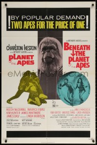 2j715 PLANET OF THE APES/BENEATH THE PLANET OF THE APES 1sh 1971 2 apes for the price of 1!