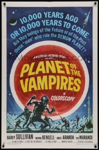 2j716 PLANET OF THE VAMPIRES 1sh 1965 Mario Bava, beings of the future who rule demon planet!
