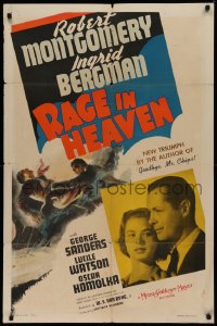 2j733 RAGE IN HEAVEN style C 1sh 1941 Ingrid Bergman & Robert Montgomery, James Hilton!