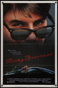 2j762 RISKY BUSINESS 1sh 1983 classic close up art of Tom Cruise in cool shades by Drew Struzan!