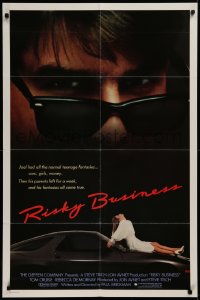 2j763 RISKY BUSINESS int'l 1sh 1983 Tom Cruise, different sexier image of Rebecca De Mornay!