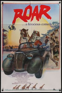 2j768 ROAR 1sh 1981 Tippi Hedren & Melanie Griffith, cool Hopkins comedy jungle art w/ tigers &more!
