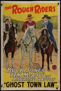 2j774 ROUGH RIDERS 1sh 1940s western cowboy art of Buck Jones, McCoy, Hatton in Ghost Town Law!