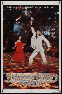 2j783 SATURDAY NIGHT FEVER teaser 1sh 1977 best image of disco John Travolta & Karen Lynn Gorney!
