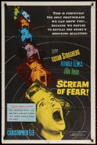 2j788 SCREAM OF FEAR 1sh 1961 Hammer, classic terrified Susan Strasberg horror image!