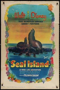 2j791 SEAL ISLAND 1sh 1949 cool art from Walt Disney True Life documentary!