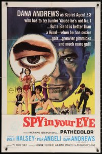 2j837 SPY IN YOUR EYE 1sh 1966 Dana Andrews has sexier gals and groovier gimmicks, cool art!