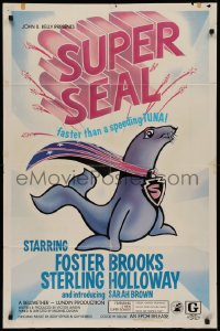 2j859 SUPER SEAL 1sh 1977 wacky cartoon art, it's faster than a speeding tuna!