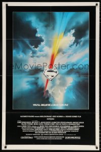 2j861 SUPERMAN 1sh 1978 D.C. comic book superhero Christopher Reeve, cool Bob Peak logo art!