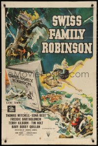 2j869 SWISS FAMILY ROBINSON 1sh 1940 great art of children riding ostrich & turtle out of book!