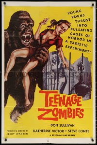 2j896 TEENAGE ZOMBIES 1sh 1959 fiendish experiment performed with sadistic horror!