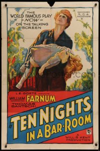2j897 TEN NIGHTS IN A BARROOM style B 1sh 1931 cool artwork of Farnum carrying little girl!