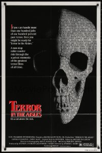 2j899 TERROR IN THE AISLES 1sh 1984 cool close up skull image, a rollercoaster of scary moments!