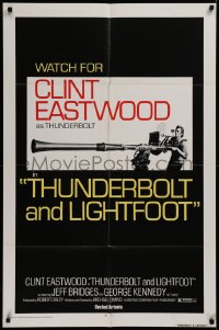 2j912 THUNDERBOLT & LIGHTFOOT advance 1sh 1974 different image of Clint Eastwood with HUGE gun!