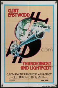2j916 THUNDERBOLT & LIGHTFOOT style D 1sh 1974 art of Clint Eastwood with HUGE gun by Arnaldo Putzu!